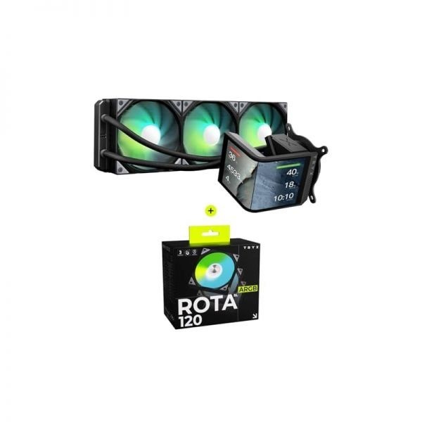 [해외] TRYX 트릭스 Panorama 360 ARGB SE 곡면 스크린 360mm 일체형 수랭 쿨러 ROTA SL 3in1 120mm 케이스 팬 번들 255433