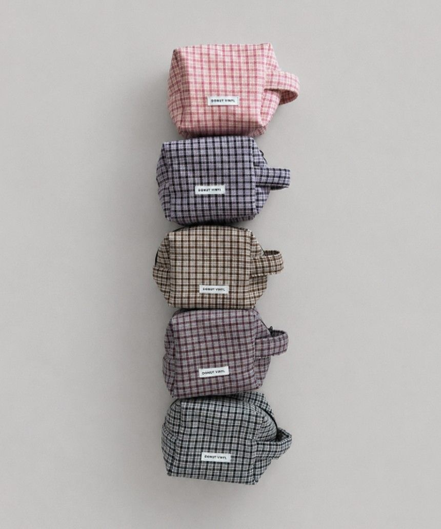 도넛바이닐샵 check handle cube pouch - S Size (5colors) PCCP03