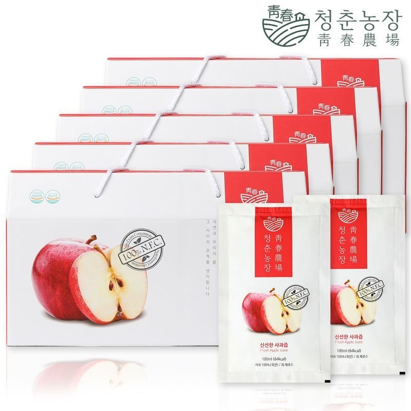 청춘농장 신선한 사과즙 5박스 150포