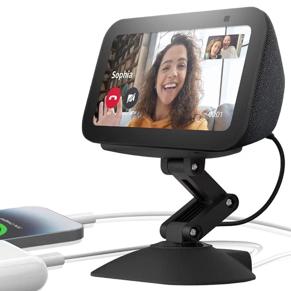 [해외] Dianves USB-C 충전 포트가 있는 Echo Show 53대용 높이 조절 가능한 스탠드 휴대폰과 이어버즈[호환] 충전할 수 강력한