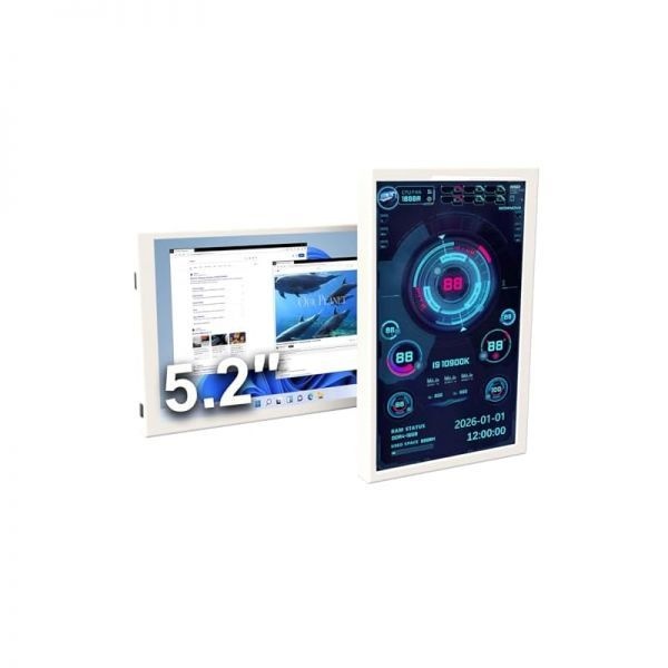 [해외] WOWNOVA 5.2인치 맞춤형 LCD 스크린 PC 케이스 내장형 컴퓨터 설정용 온도 표시 패널 GPU CPU FPS RAM HDD 모니터 화이트 2774