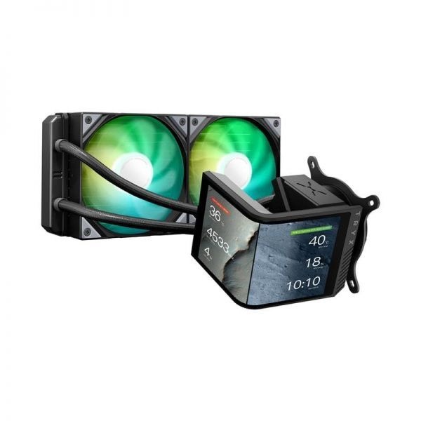 [해외] TRYX 트릭스 Panorama SE 240 ARGB 240mm AIO 회전식 6.67인치 AMOLED 곡면 스크린 3D 아나모픽 효과 맞춤형 쿨러 Asetek Adela 펌프