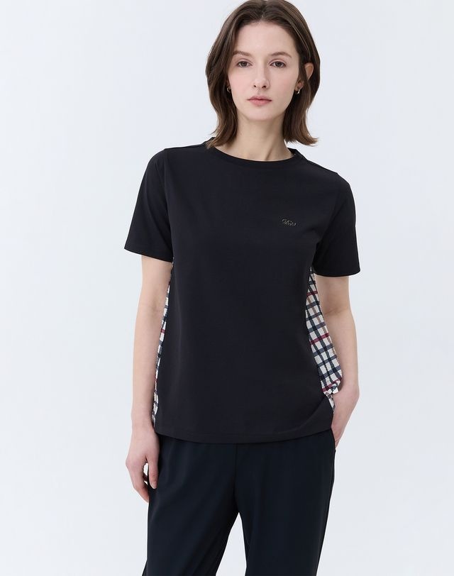닥스 골프 [25SS] [스테디셀러] 멜란지 체크 백 반팔티셔츠 (BLACK) WNTS5B905BK