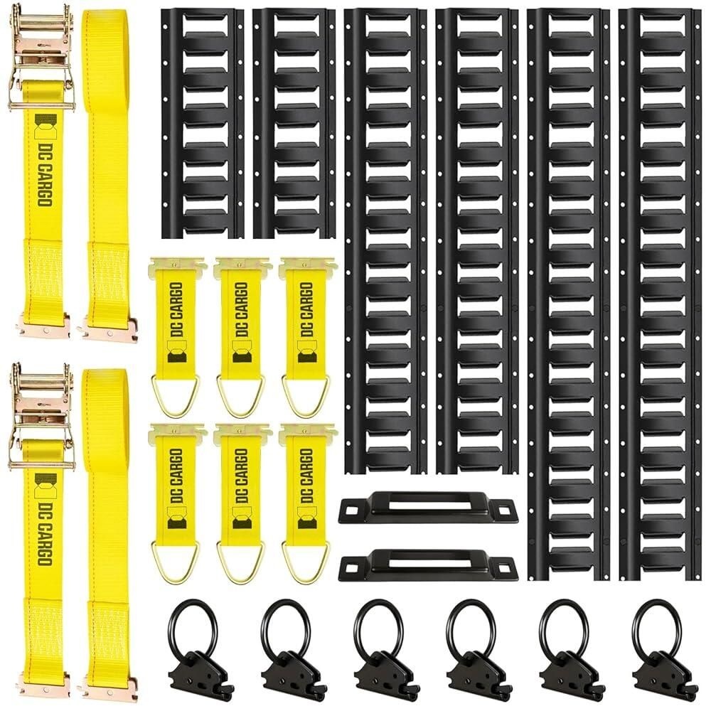DC Cargo Mall [해외] DC Cargo Mall E 트랙 레일 타이 다운 키트 - 22피스 트 Etrack 6개 싱글 슬롯 앵커 2개 로프 오프 O 링 액서리 시스템용 래