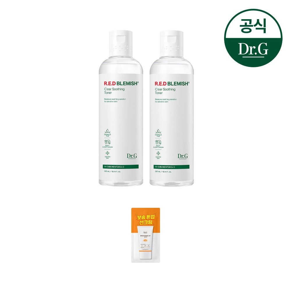 [오늘출발] 닥터지 [정상가62000원][1+1] 레드 블레미쉬 클리어 수딩 토너 300ml [증정]브라이트닝 업선 2ml