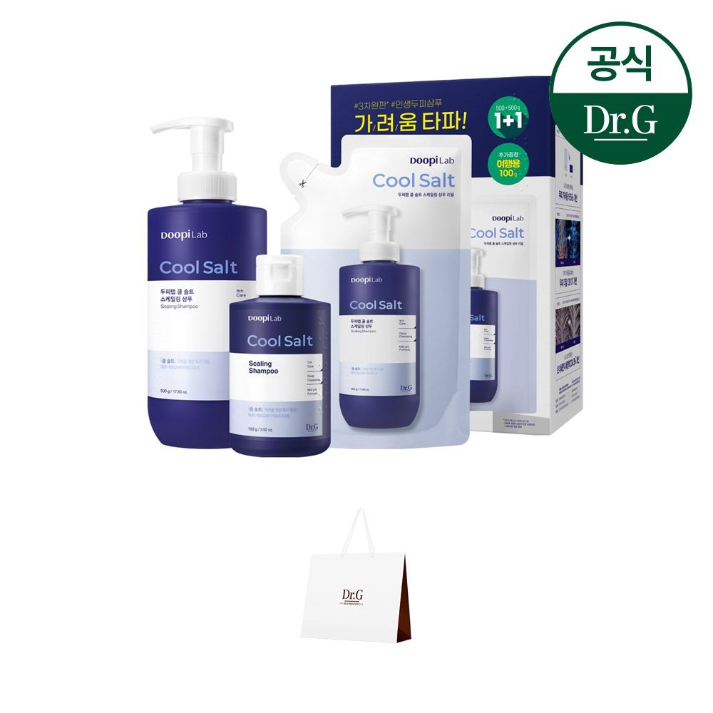 [오늘출발] 닥터지 [정상가52000원]두피랩 쿨 솔트 스케일링 샴푸 500g+리필 500g+증정 100g 기획세트 [증정]쇼핑백(중)