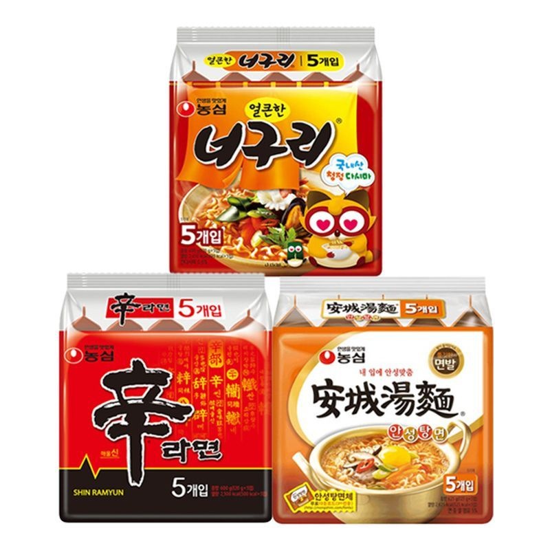 농심 신라면 5입 + 안성탕면 5입 + 너구리 5봉