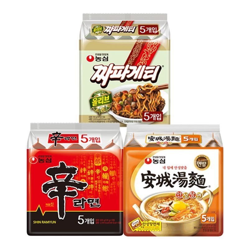 농심 신라면 5입 + 안성탕면 5입 + 짜파게티 5봉