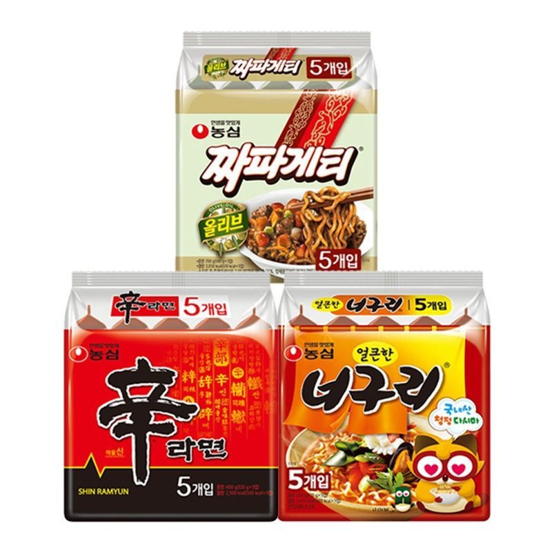 농심 신라면 5입 + 너구리 5입 + 짜파게티 5입