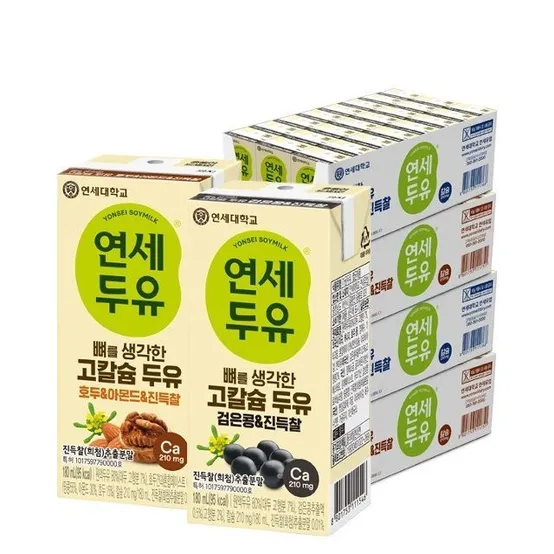 (G)연세 뼈를 생각한 고칼슘 두유 진득찰 검은콩+호두아몬드180ml X 96팩