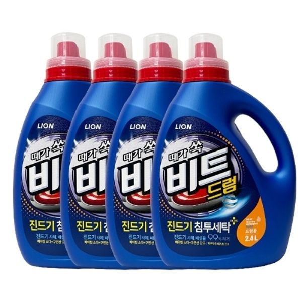 비트 제로 진드기 침투세탁 액체세제 드럼용 용기 2.4L x4