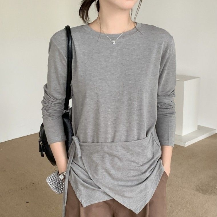 아인컴퍼니생산팀 아인리 봄 가을 사이드 랩 여성 긴팔 티 ay 71028