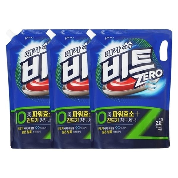 때가 쏙 비트 제로 세탁세제 리필 2.22L /일반드럼겸용 x3