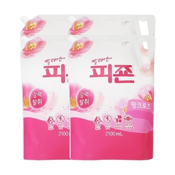 피죤 섬유유연제 핑크로즈 리필 2.1L 2입 x2