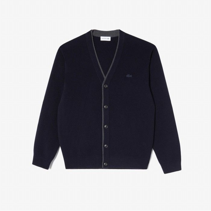 라코스테 남성 배색 레이어드 방모 V넥 가디건 AH760E-56N 166