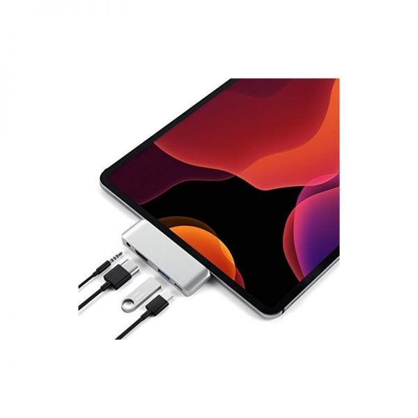 [해외] Satechi 사테치 Type C 모바일 프로 허브 어댑터 USB PD 충전 4K HDMI 3.0 3.5mm 헤드폰 잭 포함 M2 M1 iPad Pro Air mini 등 호환 스