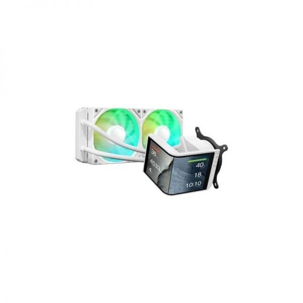 [해외] TRYX 트릭스 PANORAMA SE 240 ARGB 화이트 240mm AIO 회전식 6.67인치 AMOLED 곡면 스크린 3D 아나모픽 효과 맞춤형 쿨러 Asetek Ad