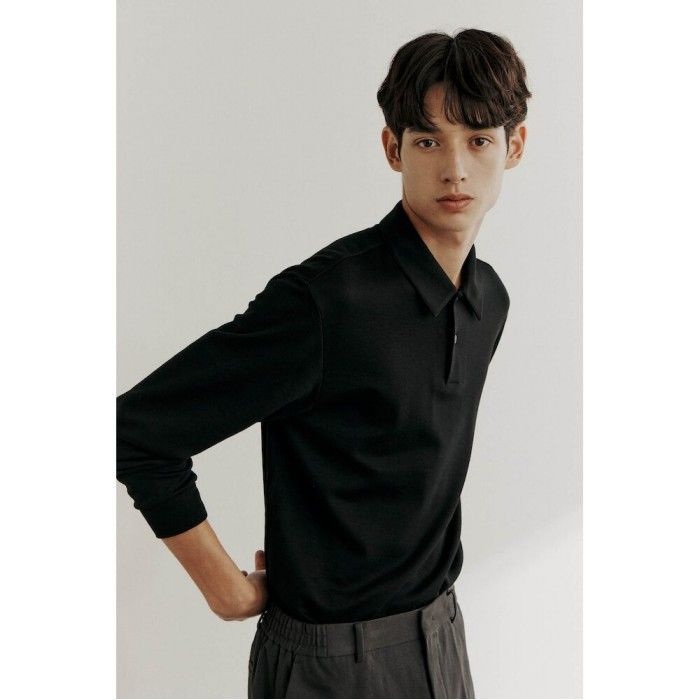 GLXY [갤럭시라이프스타일] 三無衣服 스트레치 폴로넥 티셔츠 블랙 GC5941S045 GC5941S045