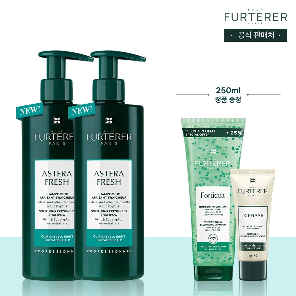 아스테라 프레쉬 진정&쿨링 샴푸 500ml 듀오(+포티샤샴푸250ml&디럭스증정)