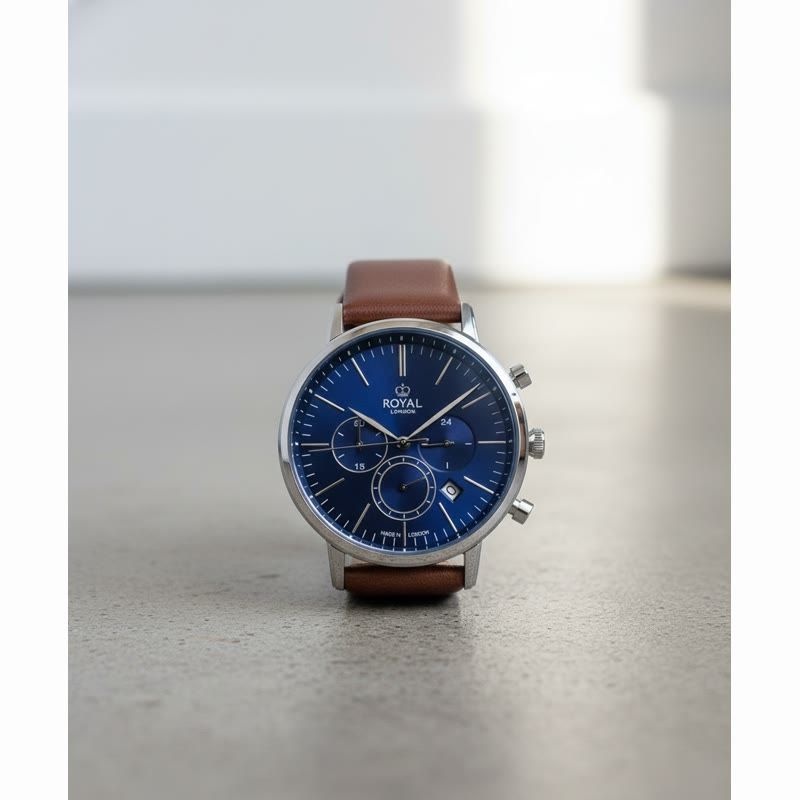 ROYAL LONDON WATCH 로얄런던 41456-03 남성 가죽시계 크로노그래프 손목시계