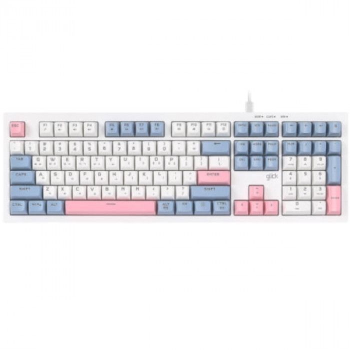 [오늘출발] 지클릭커 OFFICEPRO OPK50 사일런스 M RGB 무소음 방수 키보드 108  (Sky Pink)
