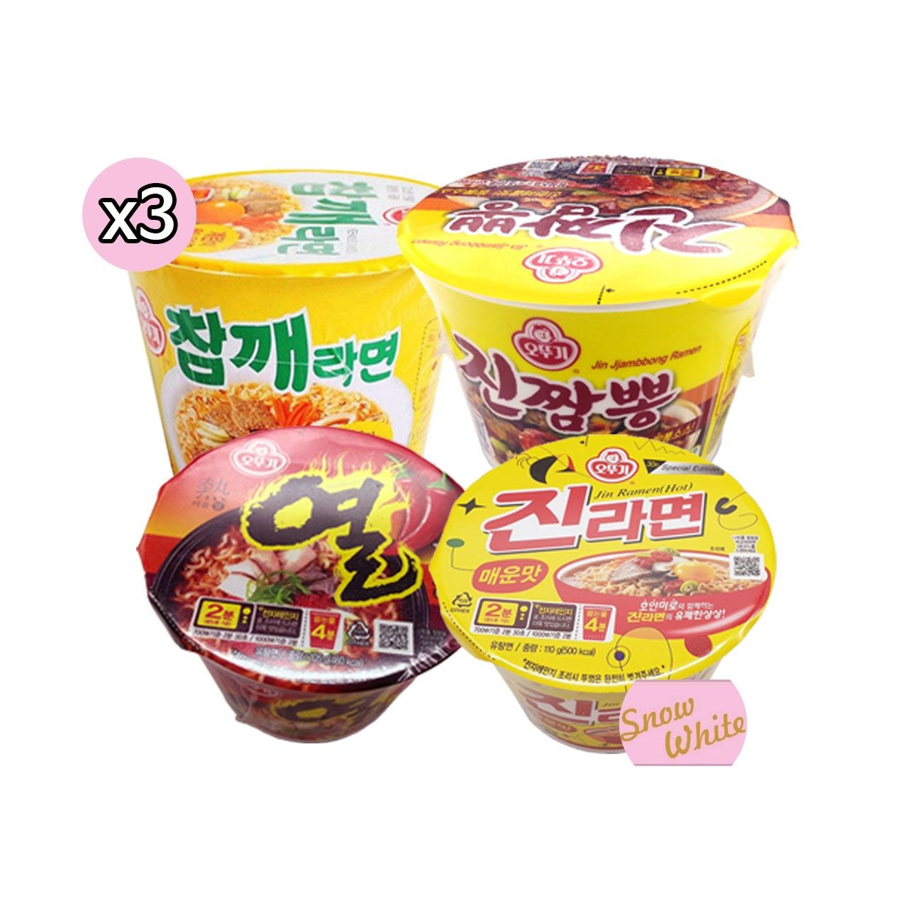 [온누리7%혜택]오뚜기라면큰컵혼합세트(총12개입-참깨라면,진짬뽕,열라면,진라면)