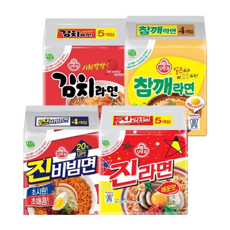 오뚜기 진라면 5봉 + 진비빔면 4봉 + 참깨라면 4봉 + 김치라면 5봉