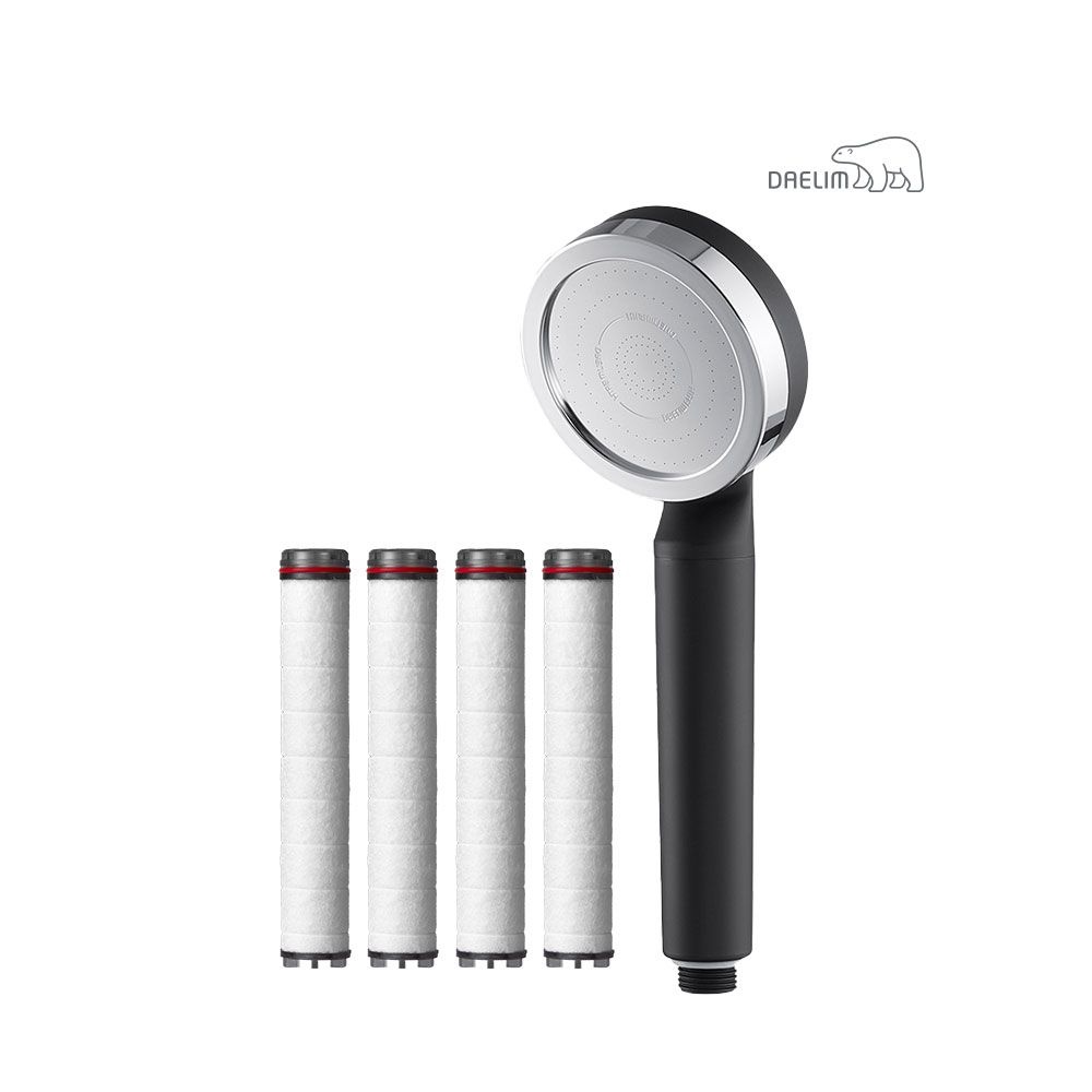대림바스 디클린 멀티필터 샤워기 와이드형(블랙)+리필필터(4개입)SET