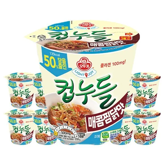 LIGHT JOY 당을줄인 컵누들 매콤찜닭맛 컵 45g 12개