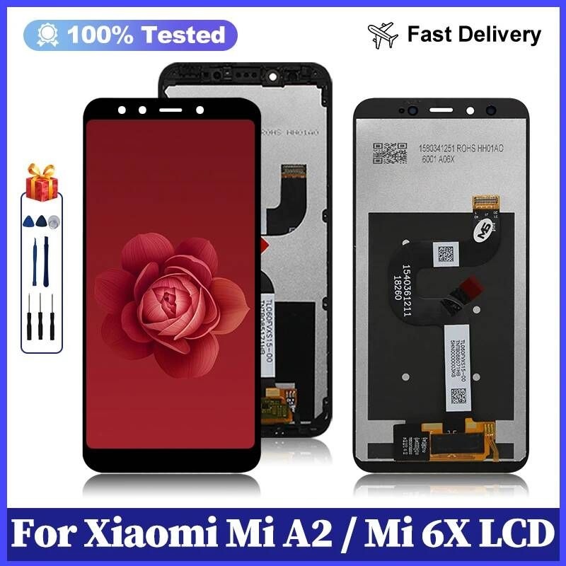 [해외] 스마트폰 액정 교체 부품 프레임이 있는 샤오미 Mi A2 LCD 디스플레이 터치 스크린 디지타이저 어셈블리 6X M1804D2SG M