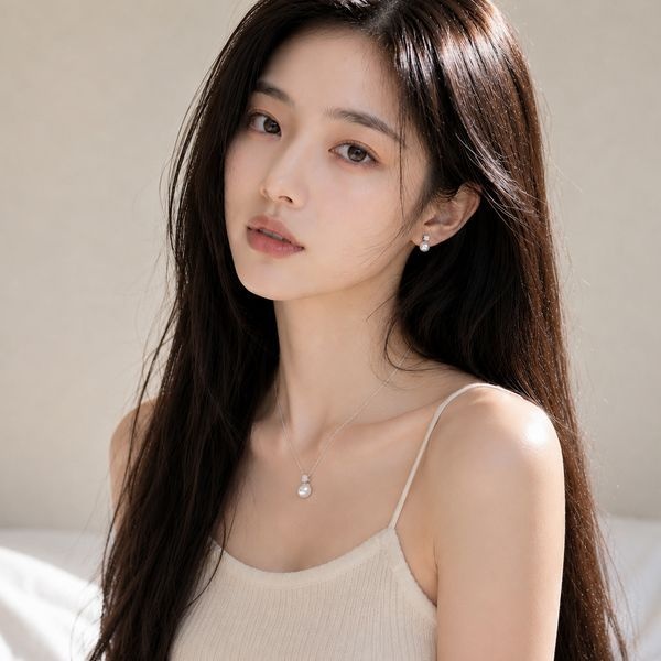 스와로브스키 [하프클럽]스와로브스키 매트릭스 크리스탈 펄 화이트 로듐 여성 목걸이 귀걸이 세트 5689624
