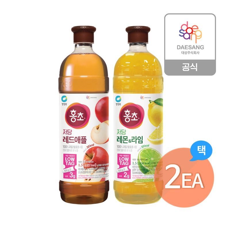 청정원 저당 홍초 1.5L 레드애플1개+레몬라임1개