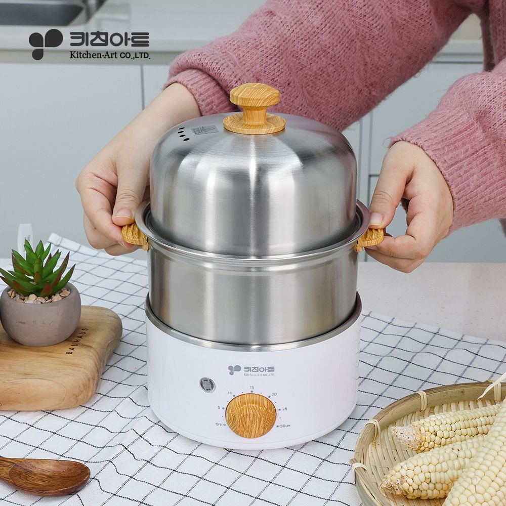 [추가쿠폰+L포인트적립] 키친아트 ALL스테인레스 타이머형 2단 계란찜기 KA-7014S2