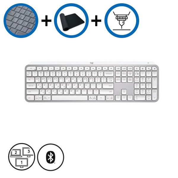 키스킨+장패드+각인서비스 로지텍 MX Keys S 무선 블루투스 키보드 페일그레이