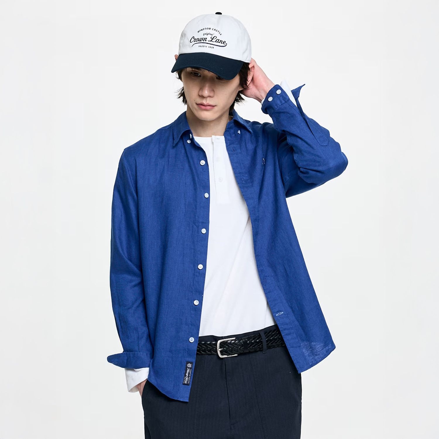 남성 린넨 솔리드 긴팔셔츠 HZSH6B301B4