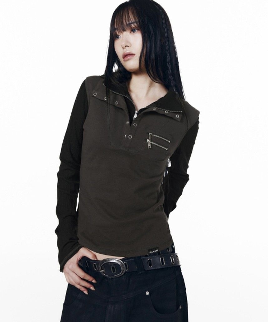 아캄 Double High Neck Long Sleeve (Charcoal) AK26TOP74CH