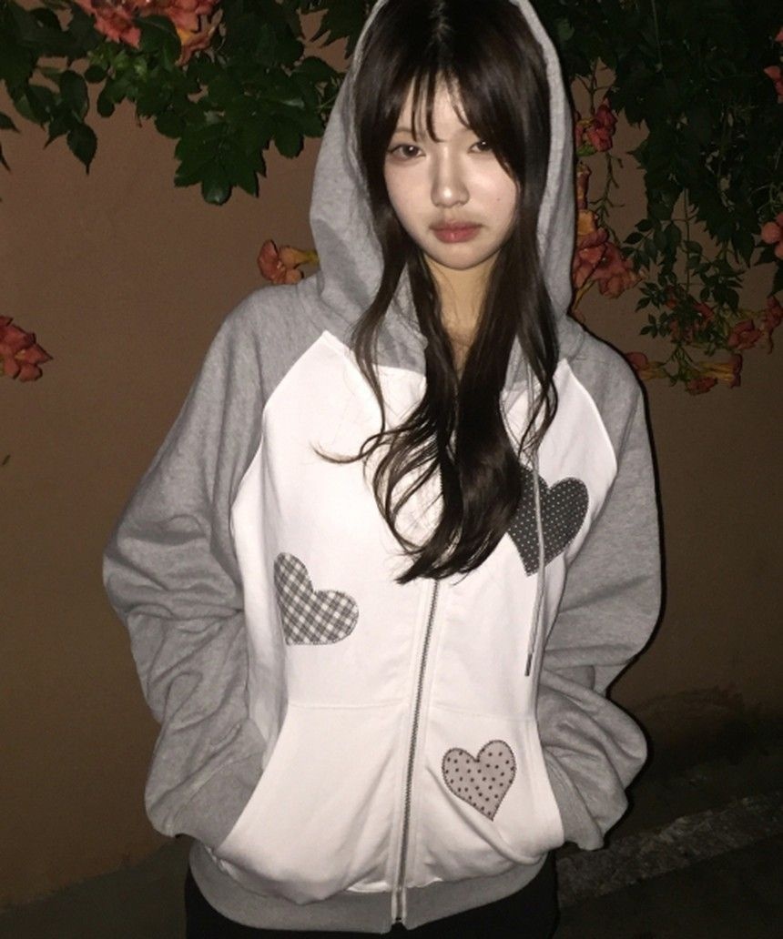 로긴 앤 로지 로긴 앤 로지 Divided Heart Patch Hood Zip Up Gray RG_25_FA1_HZ_03_02
