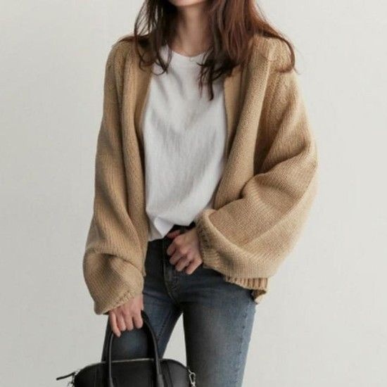 [S508B2Y]여성 골지 여름가디건 벌룬소매 스웨터 (38928040)