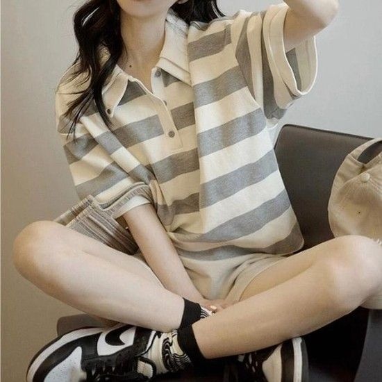 [SA43114]스트라이프 더블카라 더블 카라 반팔 (39060353)