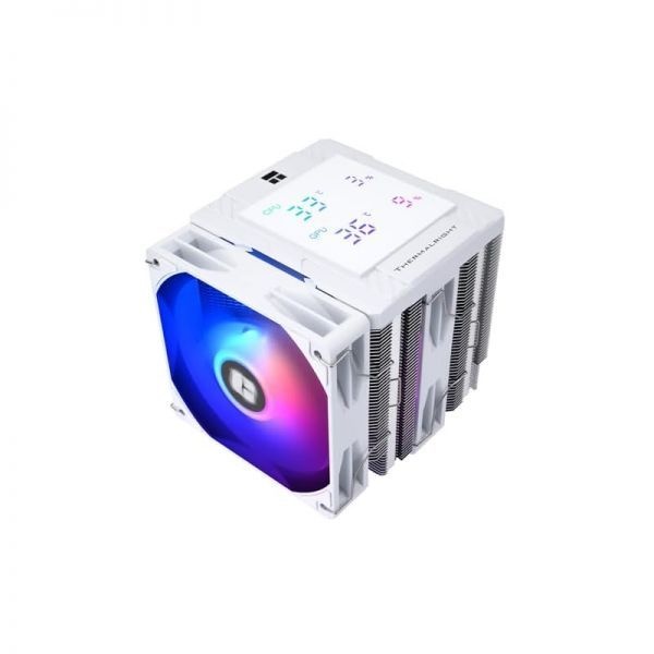 ITleads [해외] 피어리스 어쌔신 120 디지털 화이트 CPU 공랭 쿨러 온도 표시 히트 파이프 6개 1850RPM PWM 팬 인텔 1851 1700 AMD AM4 AM5 호