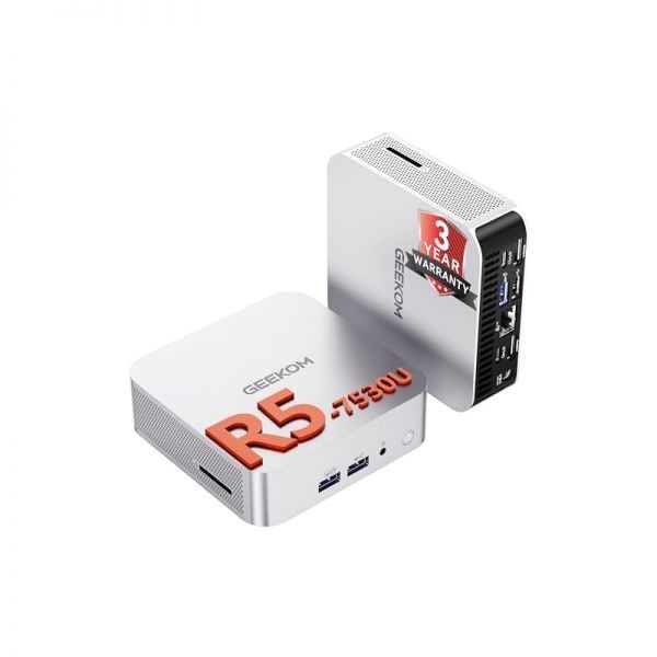 [해외] GEEKOM A5 Pro 프리미엄 미니 PC AMD Ryzen5 7430U 16GB RAM 최대 96GB 512GB SSD 저소음 절전 Windows 11 8K 그래픽 디자인 HDMI 2개 USB