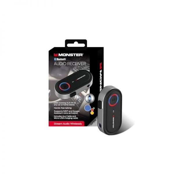 XTREME [해외] 몬스터 블루투스 오디오 수신기 3.5mm 잭이 있는 AUX 어댑터 핸즈프리 통화 Siri Google 구글 음성 인식 호환 스테레오