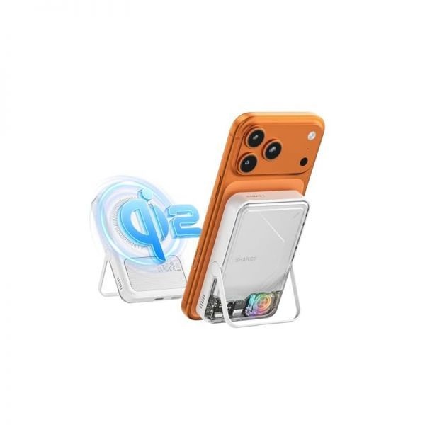 sharge [해외] 샤지 ICEMAG 2 맥세이프 파워 뱅크 15W Qi2 마그네틱 휴대용 충전기 액티브 쿨링 기능 10000mAh 배터리 팩 접이식 스탠드