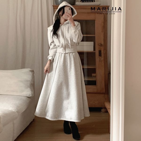 마리지아 [하프클럽]스터프 후드 집업 + 플레어 스커트 MSTB31074