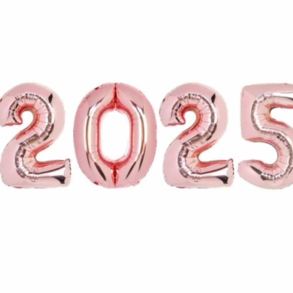 중형 로즈골드 2025 숫자 은박 풍선 패키지 기념일숫자풍선 레터링데코풍선 연말파티풍선