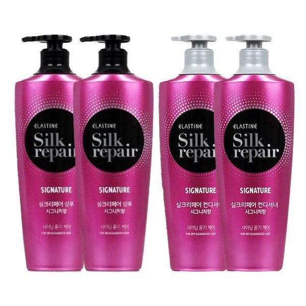 엘라스틴 실크리페어 샤이닝골드 샴푸 550ml 2개 + 컨디셔너 2개