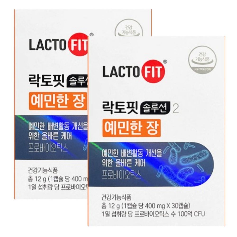 [오늘출발] 종근당건강 종근당 예민한장케어 락토핏 솔루션2 예민한 장 장용성 캡슐 400mg 30캡슐 2개