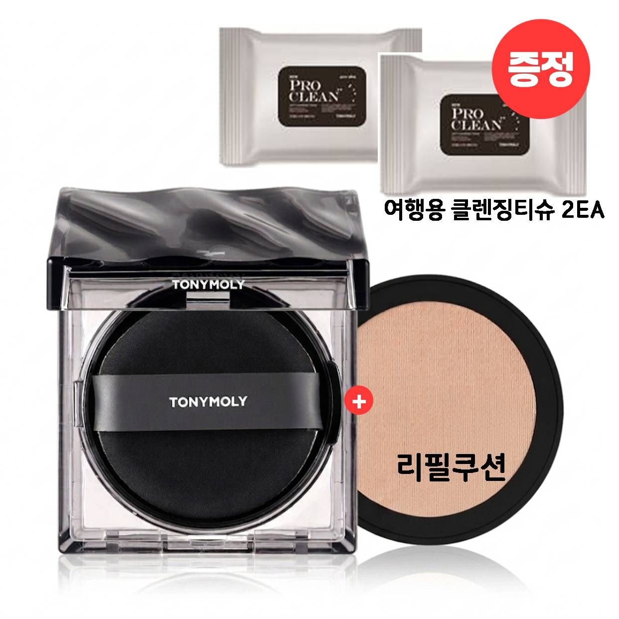 [롯데백화점] 토니모리 스킨톤 픽싱 커버쿠션 [본품+리필] ( 클렌징티슈 2개증정) 매끈커버