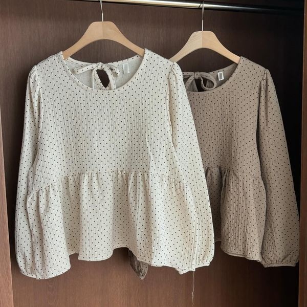 아이우먼 [하프클럽]빅사이즈도트블라우스 S974L410 빈티지도트셔링블라우스 YP