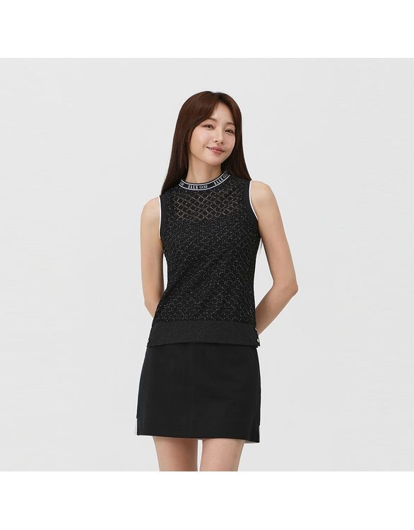 엘르골프 여성 전판 메쉬 라운드 조끼 스웨터_6I43102 429158